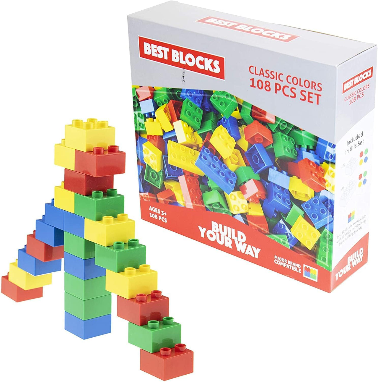 Best Blocks Big Blocks Set - Classic Colours - 108 Pieces - 20 sets - Reseller Stock