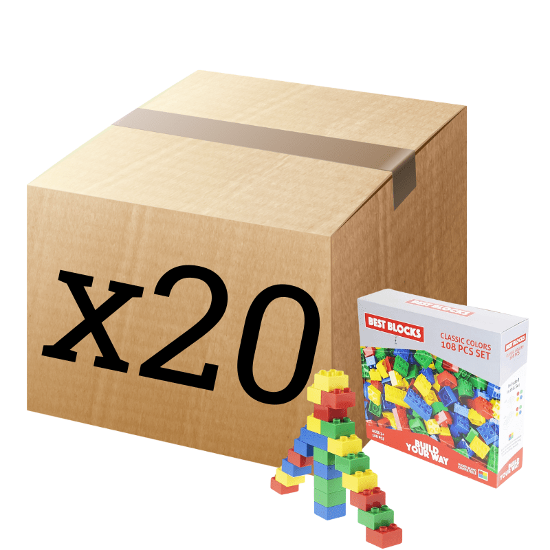 Best Blocks Big Blocks Set - Classic Colours - 108 Pieces - 20 sets - Reseller Stock