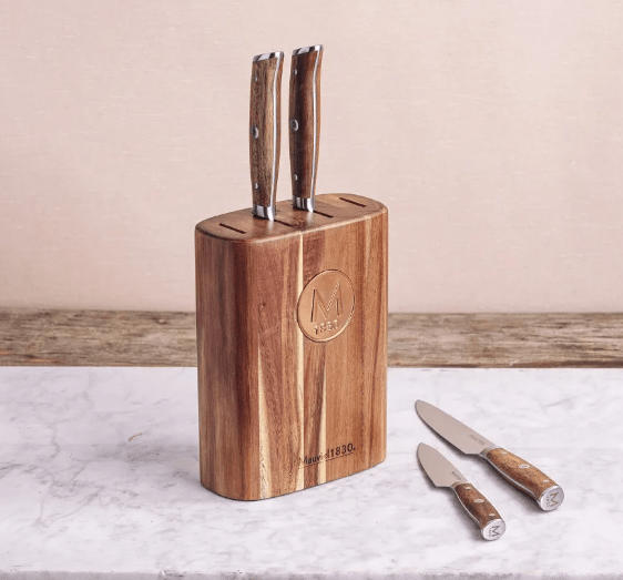 Mauviel 1830 Acacia Wood Knife Block - 4 slots (16 unit pack) - Reseller Stock